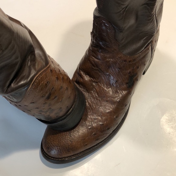 Nocona Brown Ostrich Smooth Cowboy Boots 
Sz 8D - Picture 6 of 9